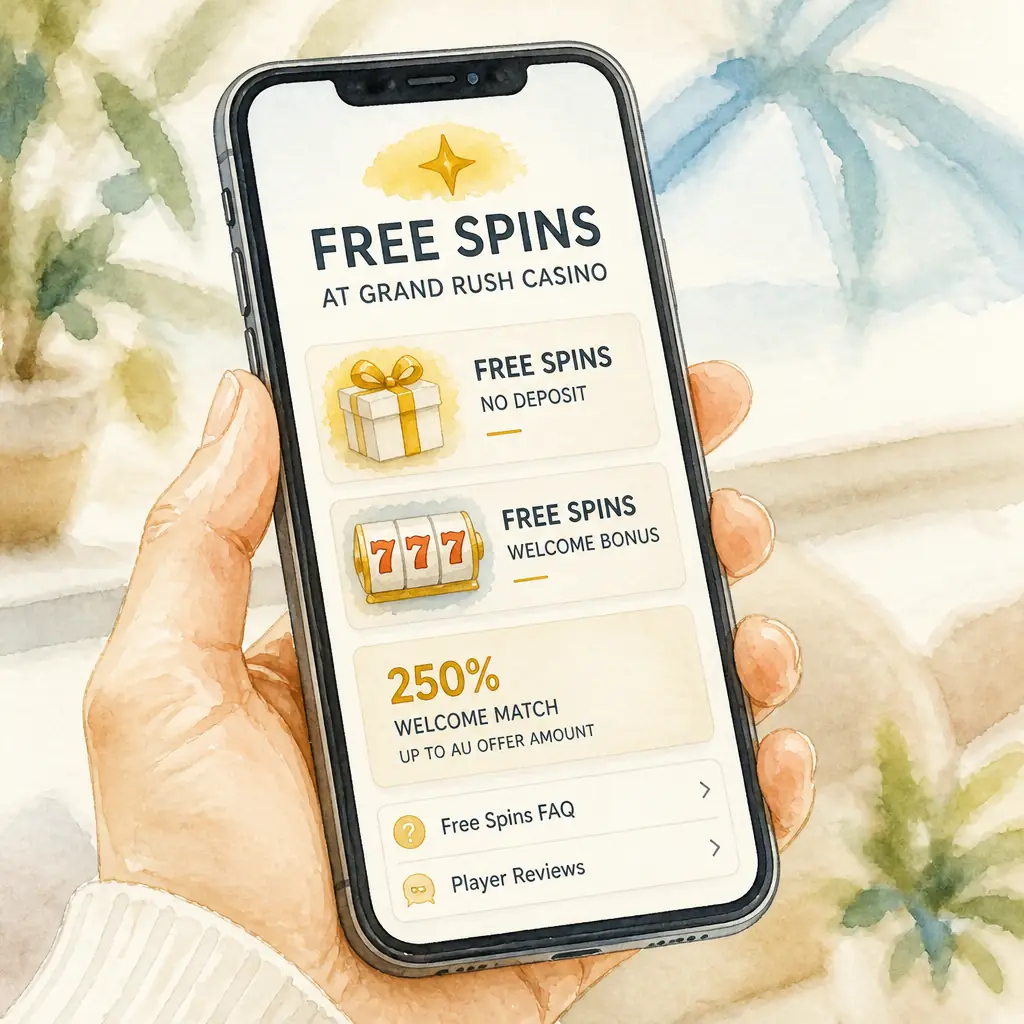 Grand Rush Casino Free Spins – AU visual guide for Grand Rush Casino